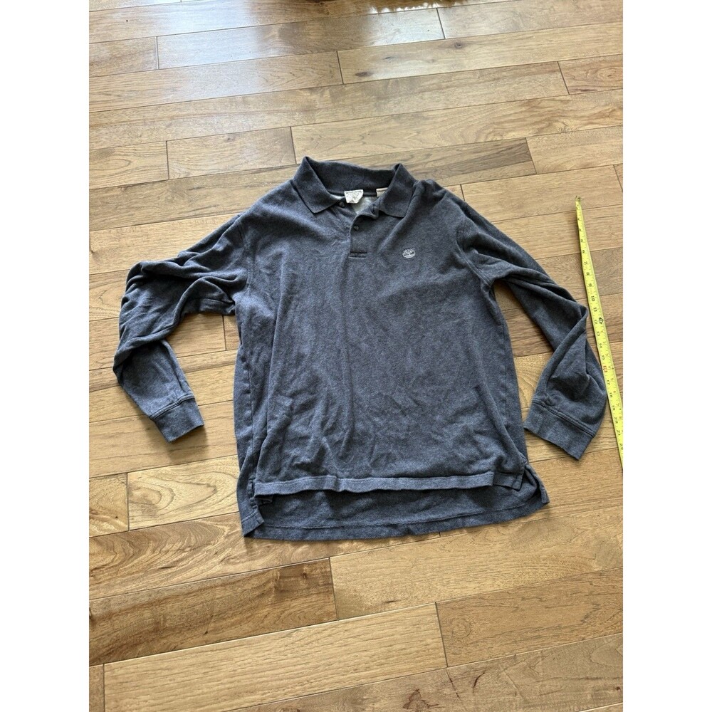 Timberland Rugby Polo Shirt Mens XL Gray Long Sleeve Collar Stratham Issue